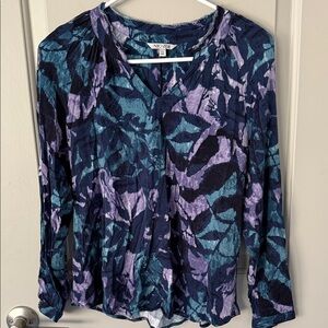 NIC+ZOE Women's Abstract Blue and Purple Blouse